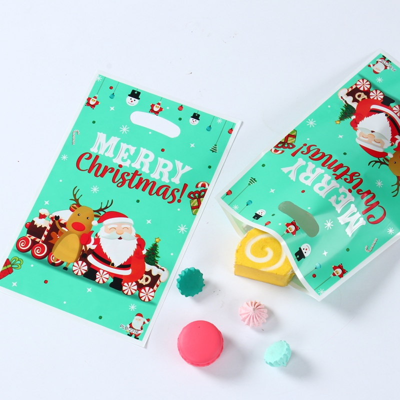 10 cái túi quà giáng sinh túi tote nhựa 5 kiểu santa claus goodies túi cho trẻ em gia đình khách trang trí giáng sinh cho túi bao bì nhà