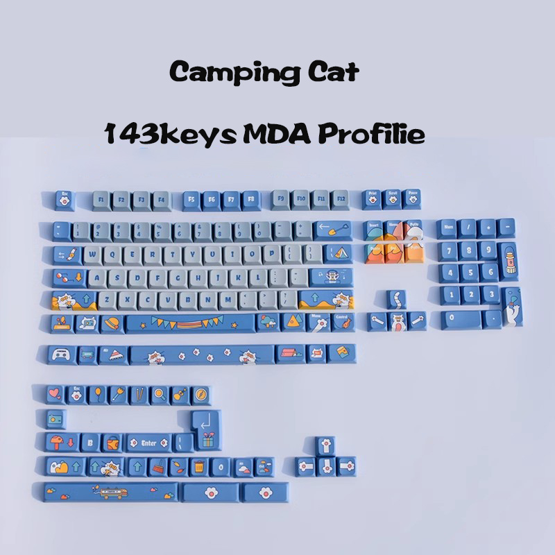 Camping Cats keycaps MDA profile Dye-sub PBT keycap 143keys