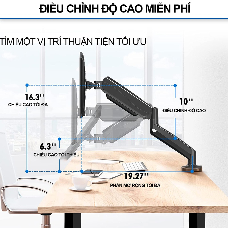 Giá đỡ màn hình máy tính TAIPULING chất liệu thép chịu tải 8kg 17-27 inch