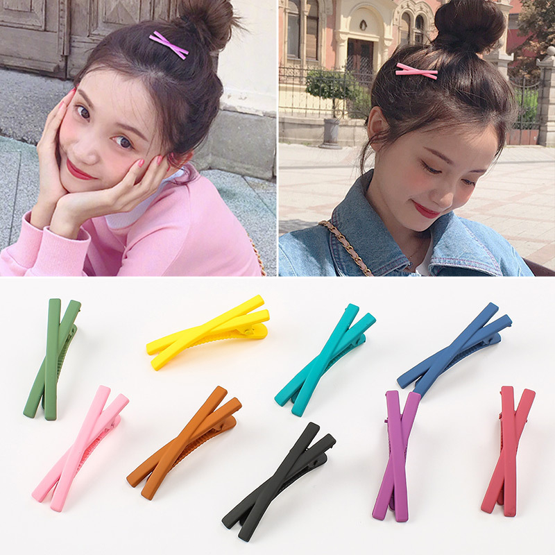 Kẹp tóc kiểu hàn quốc kiểu chữ thập đơn giản kẹp mỏ vịt tóc gãy tóc mái kẹp bên kẹp cô gái đầu kẹp lưới màu đỏ kẹp tóc nữ