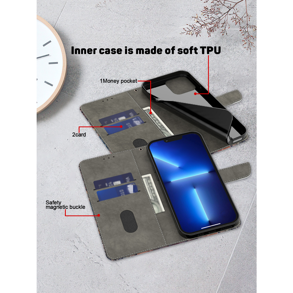 Vỏ điện thoại mới cho samsung galaxy a12 a52 a52s 4g 5g a21s a50 a51 a71 4g hoa văn sơn pha lê từ tính ví da pu bao da lật có khe cắm thẻ