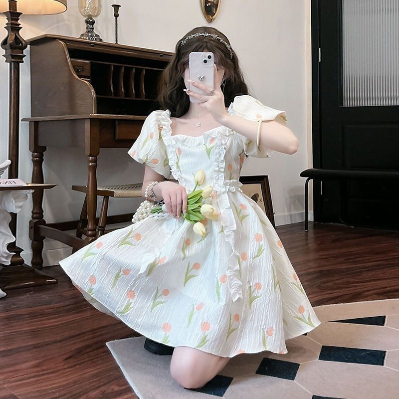 Kiểu pháp nhẹ nhàng váy công chúa phồng tay áo mỏng hơn nhìn tính khí váy ngắn nhỏ váy cổ tích ngọt ngào
