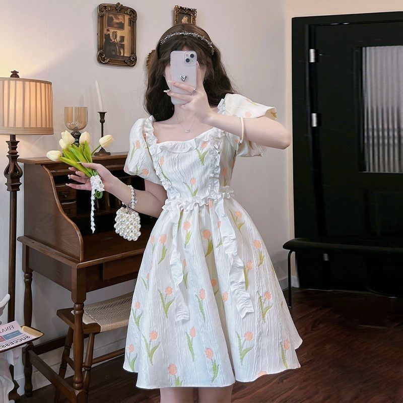 Kiểu pháp nhẹ nhàng váy công chúa phồng tay áo mỏng hơn nhìn tính khí váy ngắn nhỏ váy cổ tích ngọt ngào
