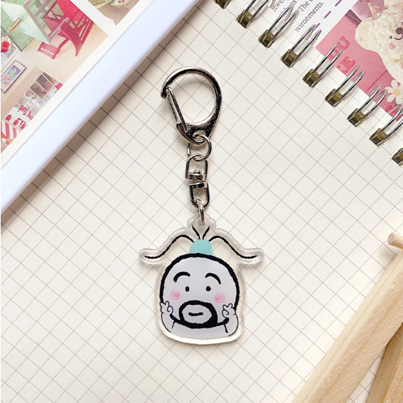 Cartoon creative beard girl acrylic keychain dễ thương vui nhộn mặt dây chuyền búp bê keychain