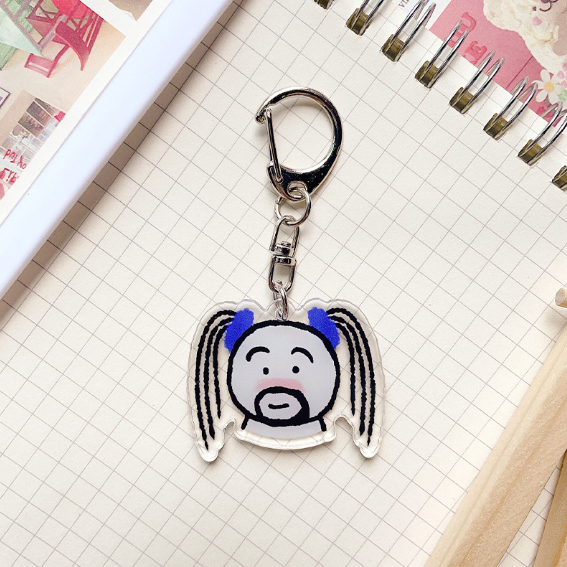 Cartoon creative beard girl acrylic keychain dễ thương vui nhộn mặt dây chuyền búp bê keychain