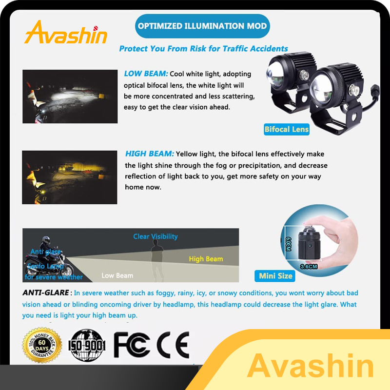 2Đèn Trợ Sáng xe máy 4 mầu Bi cầu mini trợ sáng đèn trợ sáng bi cầu mini led xey mini chính hãng bi Cầu đèn pha bi cầu xe máy