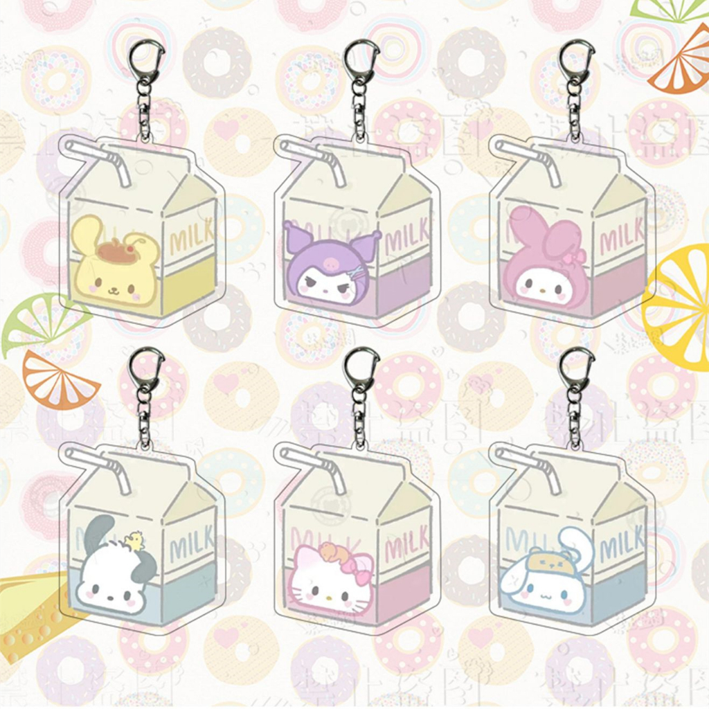 Cartoon yogurt sanrio image acrylic keychain móc khóa mặt dây chuyền sáng tạo dễ thương