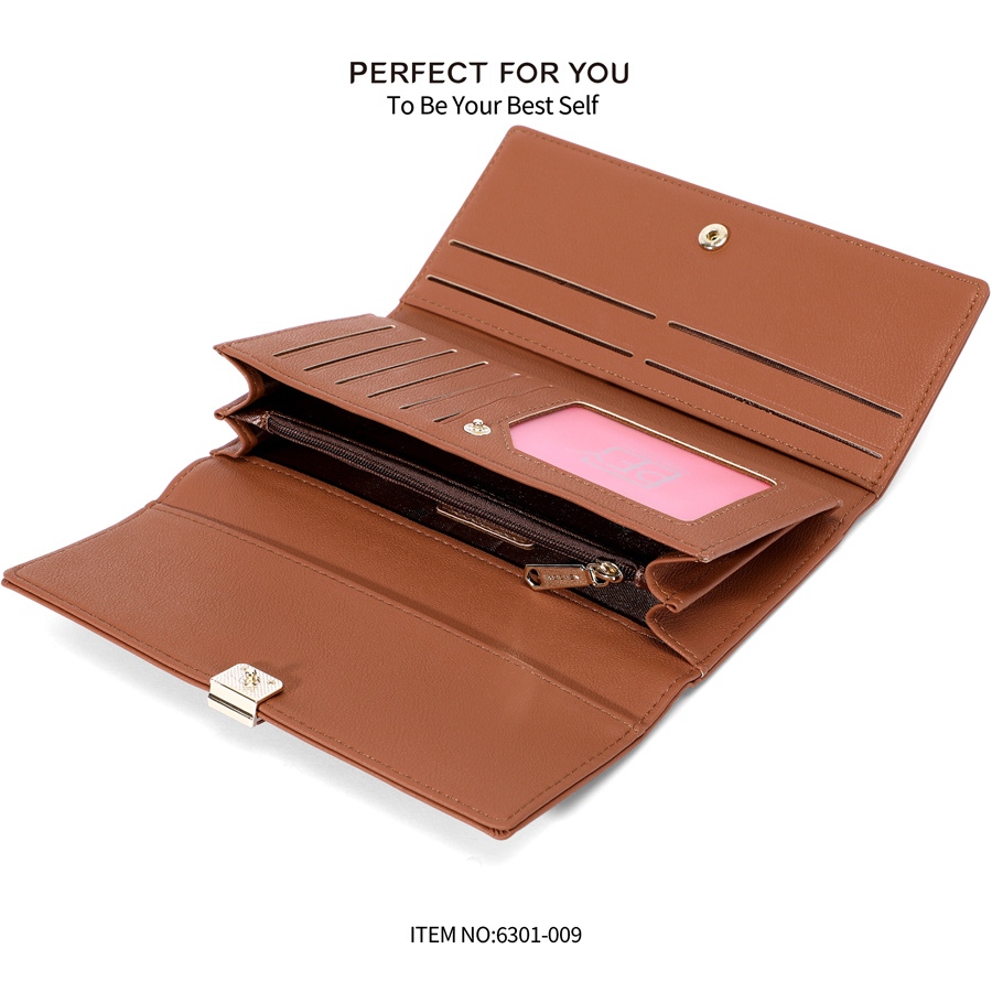 Ví dài nữ hàn quốc thiết kế thời trang ví dài da dung tích cao ví nữ 6301-009