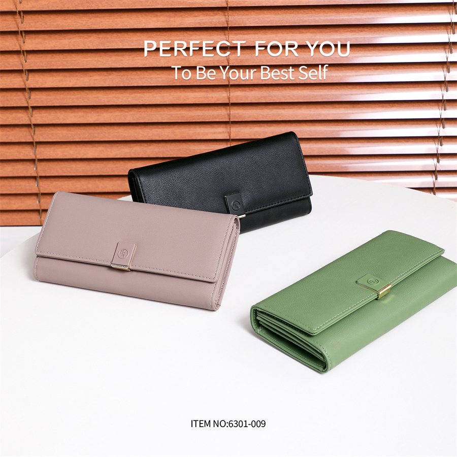 Ví dài nữ hàn quốc thiết kế thời trang ví dài da dung tích cao ví nữ 6301-009