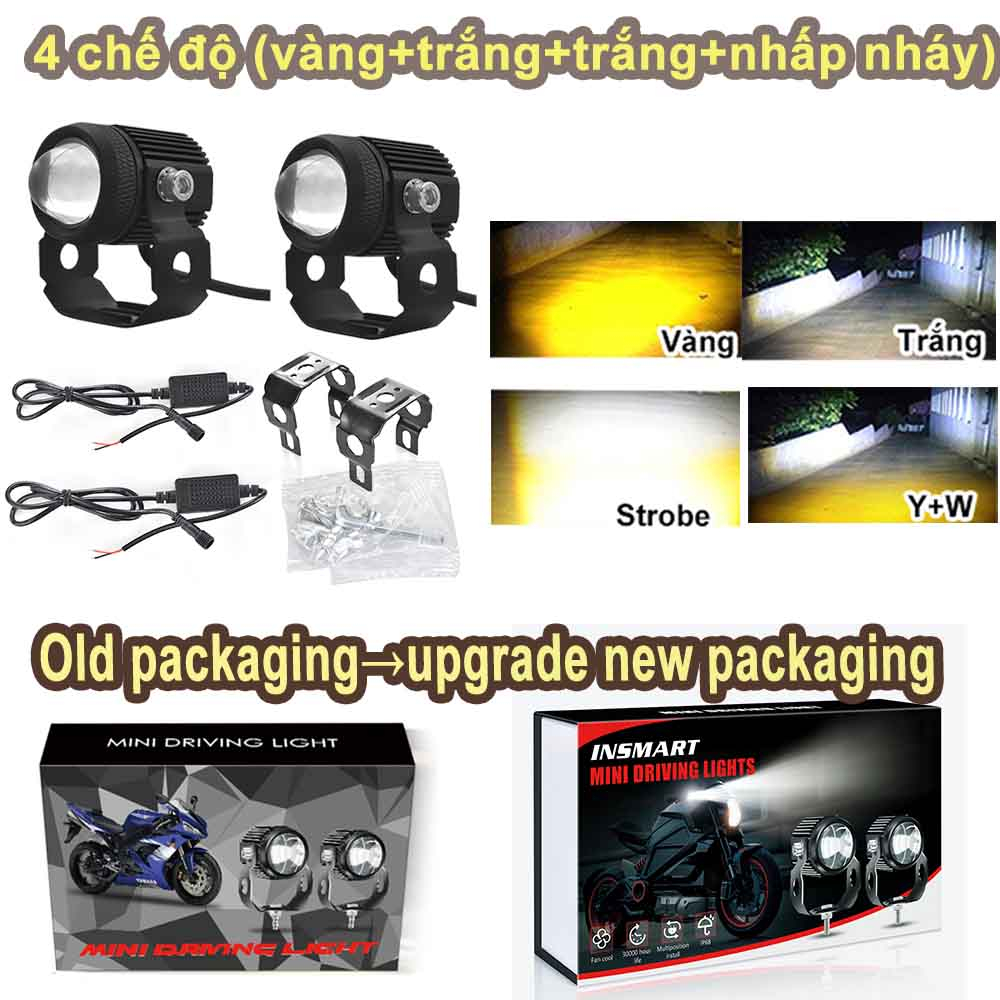 2Đèn Trợ Sáng xe máy 4 mầu Bi cầu mini trợ sáng đèn trợ sáng bi cầu mini led xey mini chính hãng bi Cầu đèn pha bi cầu xe máy
