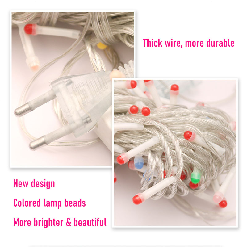 Hạt đèn màu mới 8m đèn dây led diwali cắm vào trang trí ánh sáng fariy cho giáng sinh đèn quà tặng năm mới deepavali