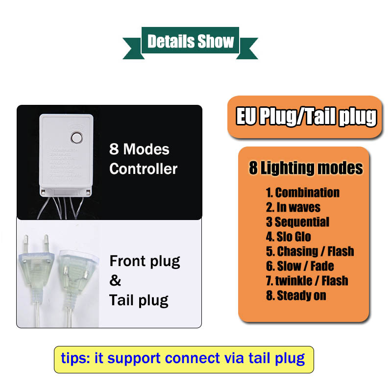 Hạt đèn màu mới 8m đèn dây led diwali cắm vào trang trí ánh sáng fariy cho giáng sinh đèn quà tặng năm mới deepavali