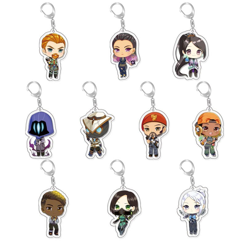Riot games valorant keychain pvc cartoon hình chìa khóa cho người đàn ông phụ kiện túi dễ thương mặt dây chuyền quà tặng trang sức