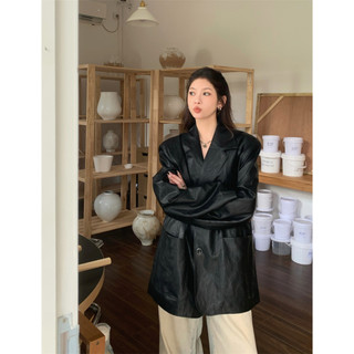 🍓Premium and versatile solid leather jacket, leather suit loose fitting jacket