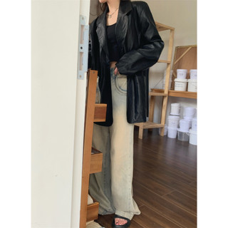 🍓Premium and versatile solid leather jacket, leather suit loose fitting jacket