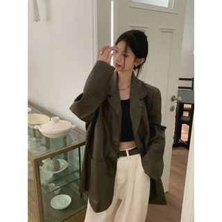 🍓Premium and versatile solid leather jacket, leather suit loose fitting jacket