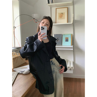 🍓Premium and versatile solid leather jacket, leather suit loose fitting jacket