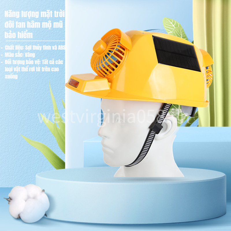 Có thể bán buôn Mũ bảo hiểm quạt đôi mũ cứng với an toàn năng lượng mặt trời nhẹ để cải tạo nhà xây dựng Westvirginia058 Hàng giao ngay