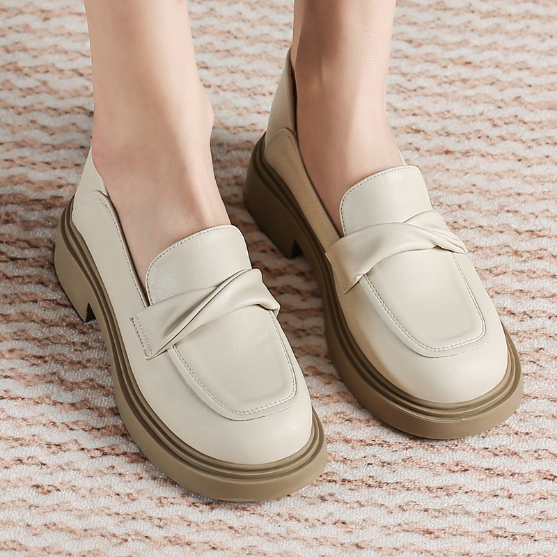 Giày lefu gót tròn mới cho nữ thời trang phong cách anh giày da nhỏ cho nữ giải trí và thoải mái phiên bản hàn quốc giày nữ 34-40