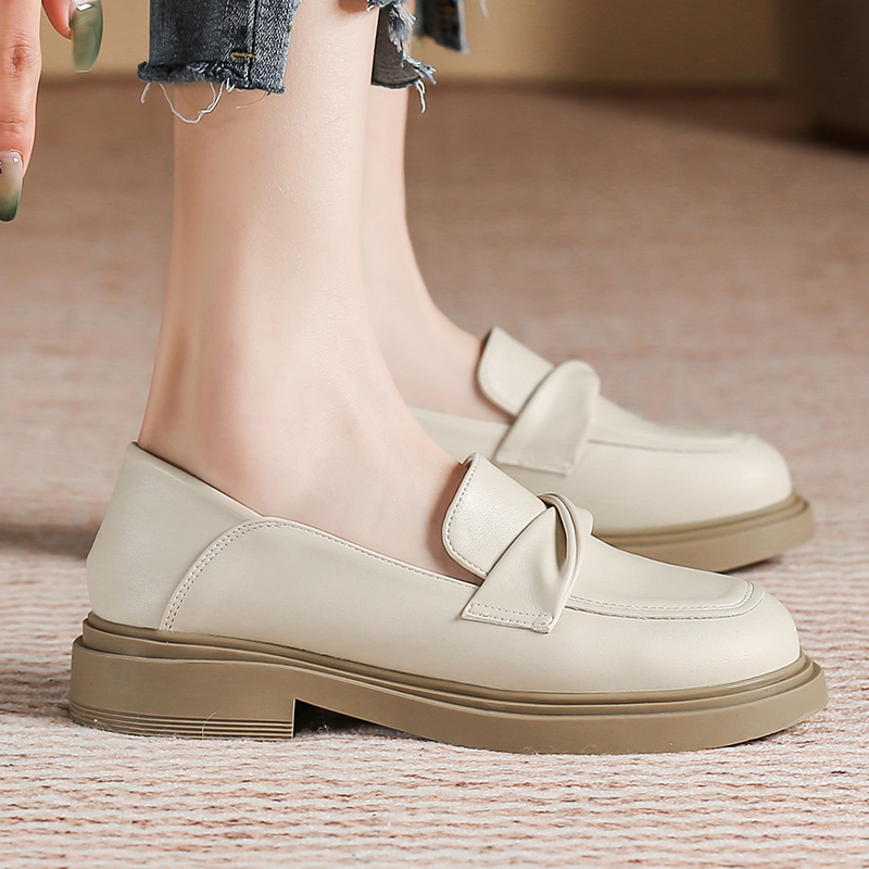 Giày lefu gót tròn mới cho nữ thời trang phong cách anh giày da nhỏ cho nữ giải trí và thoải mái phiên bản hàn quốc giày nữ 34-40