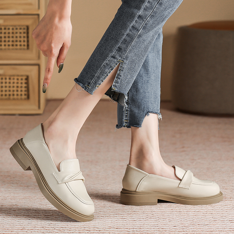 Giày lefu gót tròn mới cho nữ thời trang phong cách anh giày da nhỏ cho nữ giải trí và thoải mái phiên bản hàn quốc giày nữ 34-40