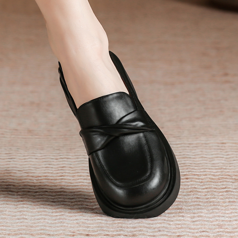 Giày lefu gót tròn mới cho nữ thời trang phong cách anh giày da nhỏ cho nữ giải trí và thoải mái phiên bản hàn quốc giày nữ 34-40