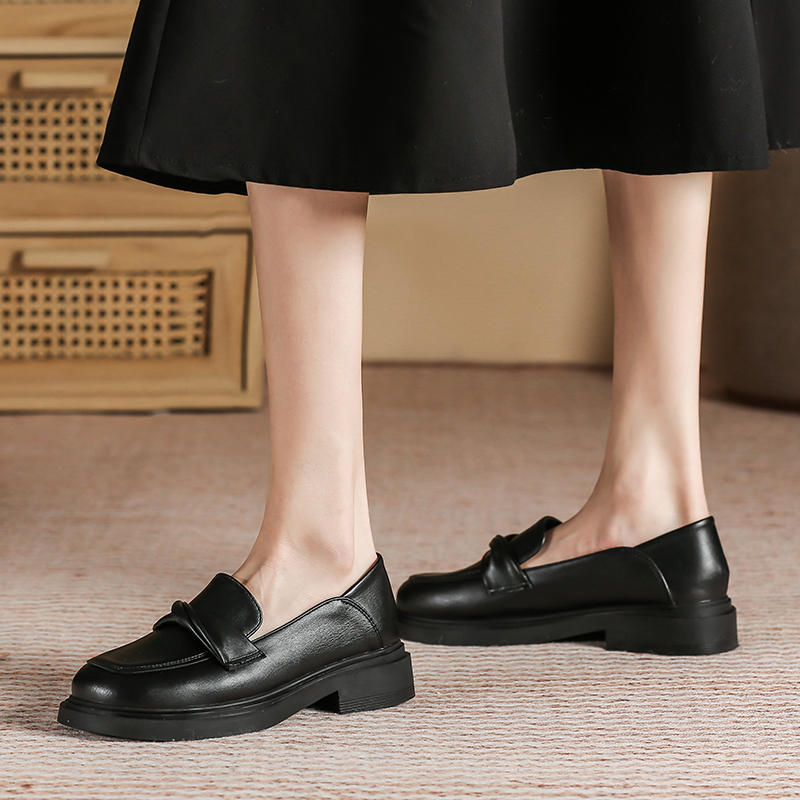 Giày lefu gót tròn mới cho nữ thời trang phong cách anh giày da nhỏ cho nữ giải trí và thoải mái phiên bản hàn quốc giày nữ 34-40