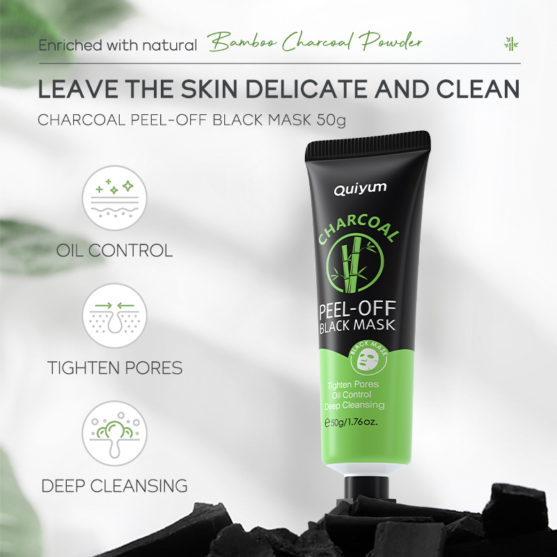 Quiyum charcoal peel-off black mask 50g làm sạch sâu se khít lỗ chân lông kiểm soát dầu dưỡng ẩm