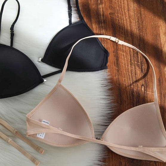 Áo ngực YIBEIKA nâng ngực cúp tam giác dây đeo vai mỏng khóa trước vô hình thời trang mùa hè cho nữ