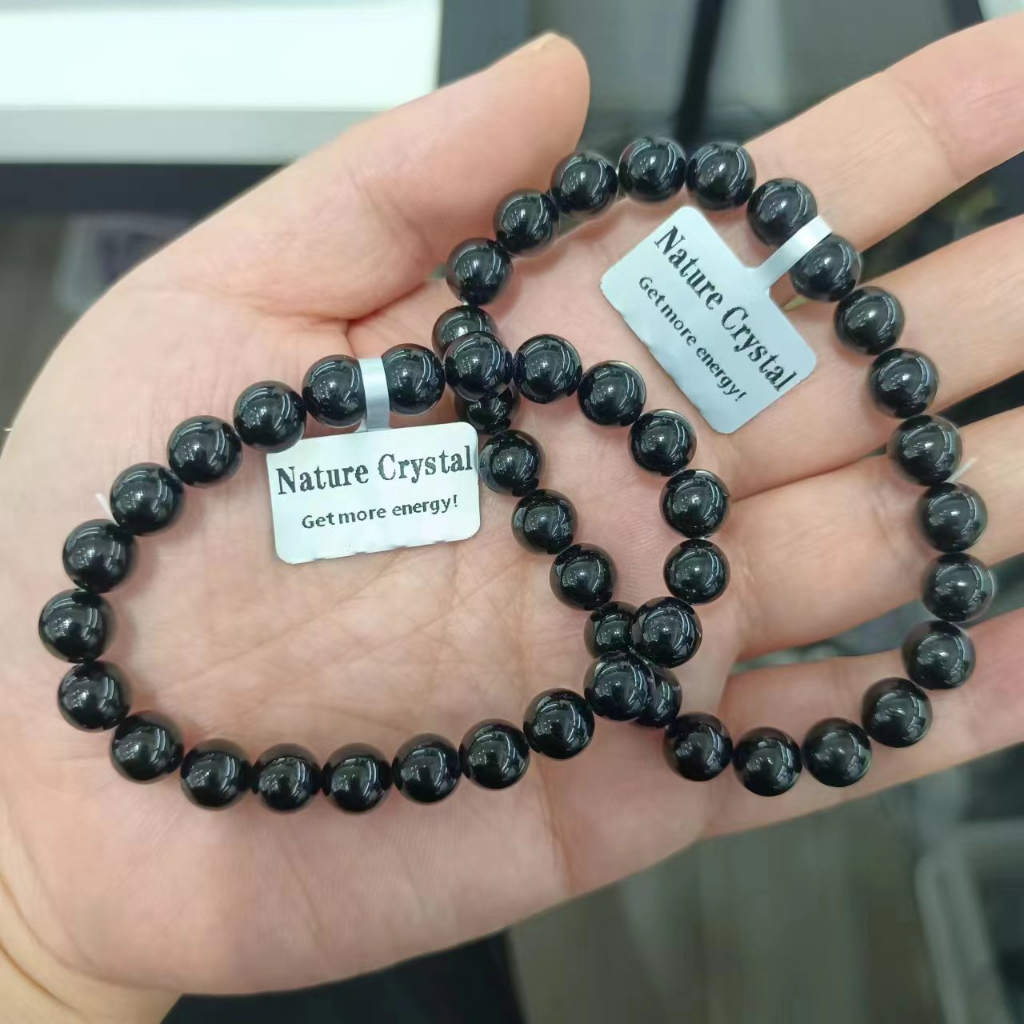 Vòng đeo tay đơn tourmaline đen tự nhiên phụ kiện tự làm thời trang all-match