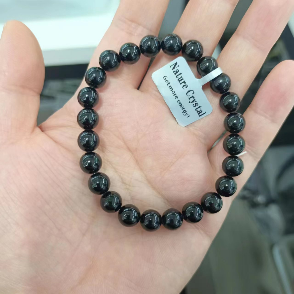 Vòng đeo tay đơn tourmaline đen tự nhiên phụ kiện tự làm thời trang all-match