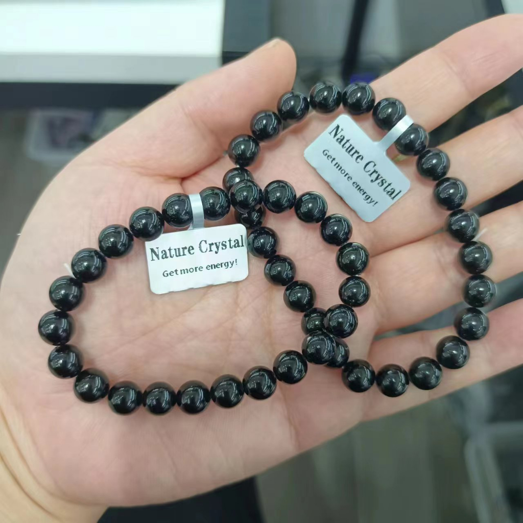Vòng đeo tay đơn tourmaline đen tự nhiên phụ kiện tự làm thời trang all-match