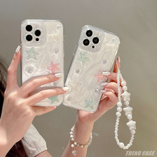 3d dễ thương starfish pearl bracelet case điện thoại cho iphone 14 13 12 11 pro x xr xs max mặt sau acrylic ốp lưng mềm chống sốc