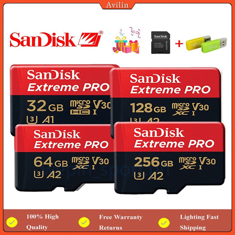 Sandisk 100% thẻ nhớ gốc extreme pro16gb 32gb 64gb 128gb 256gb 512gb thẻ nhớ micro sd class10 uhs-1 thẻ nhớ flash microsd