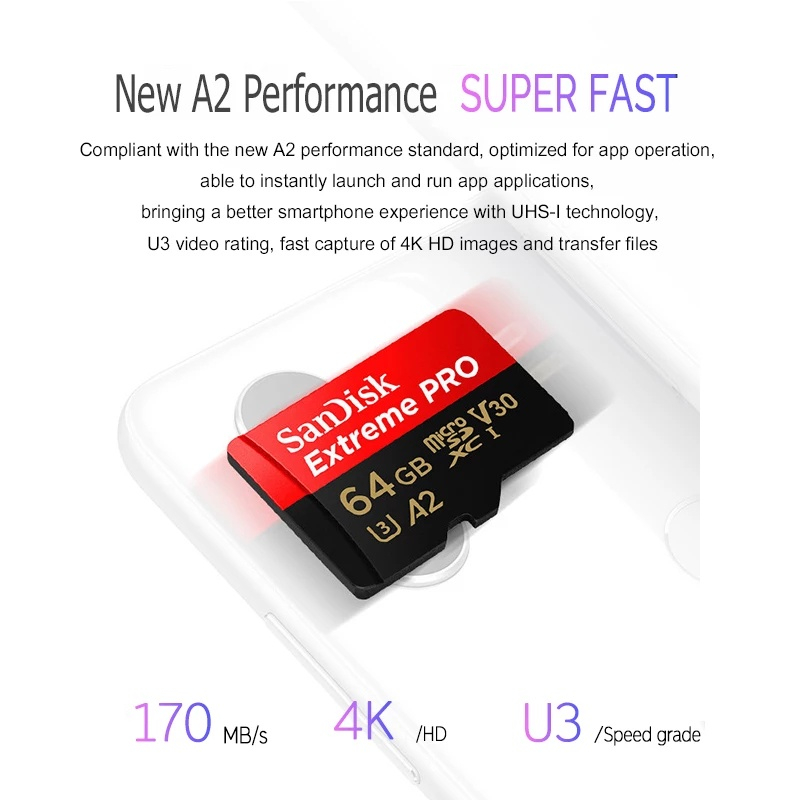 Sandisk 100% thẻ nhớ gốc extreme pro16gb 32gb 64gb 128gb 256gb 512gb thẻ nhớ micro sd class10 uhs-1 thẻ nhớ flash microsd