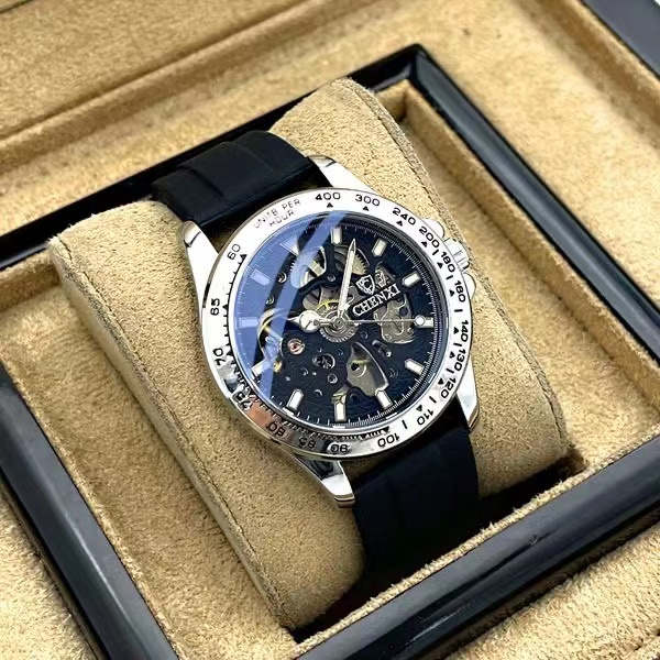 Đồng hồ cơ rỗng đồng hồ cơ tự động nam phát sáng chống xước hợp thời trang tritium gas mặt số lớn đồng hồ thời trang doanh nhân