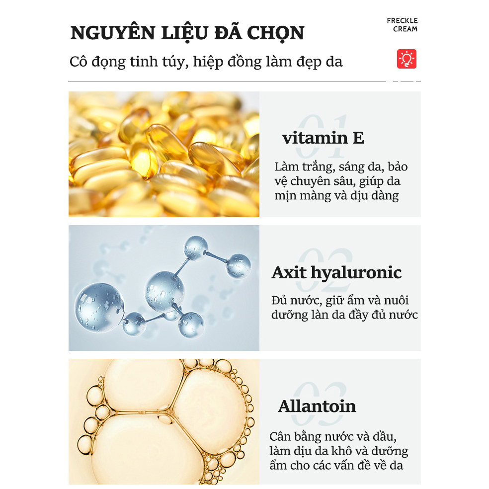 ⭐CHÍNH HÃNG⭐Tinh chất làm trắng sạch tàn nhang 20g*3 Kem trắng da và xóa tàn nhang, Hiệu quả làm mờ thâm nám tàn nhan, Kem nám tàn nhang