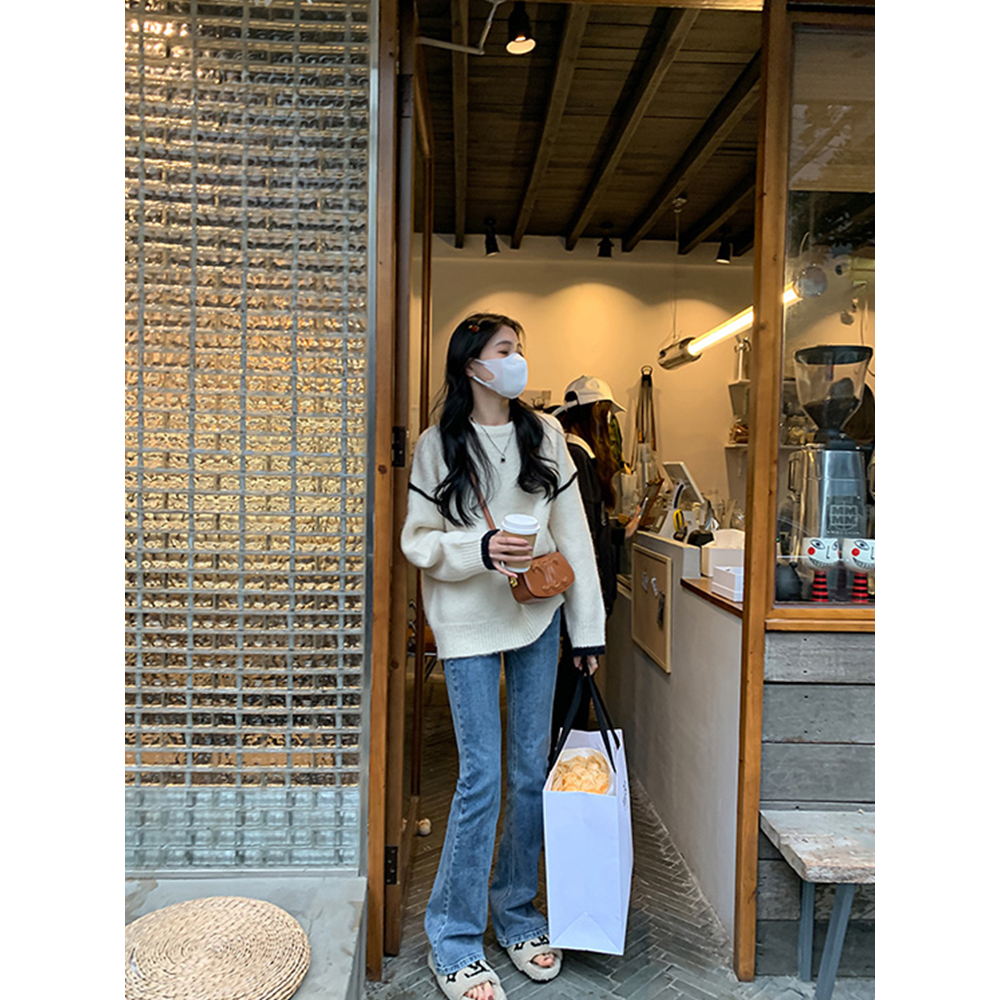 Áo len chui đầu lông cừu màu xám raccoon 2023 mùa thu đông lớp bên trong áo sơ mi đáy dày mềm mại sáp lười k