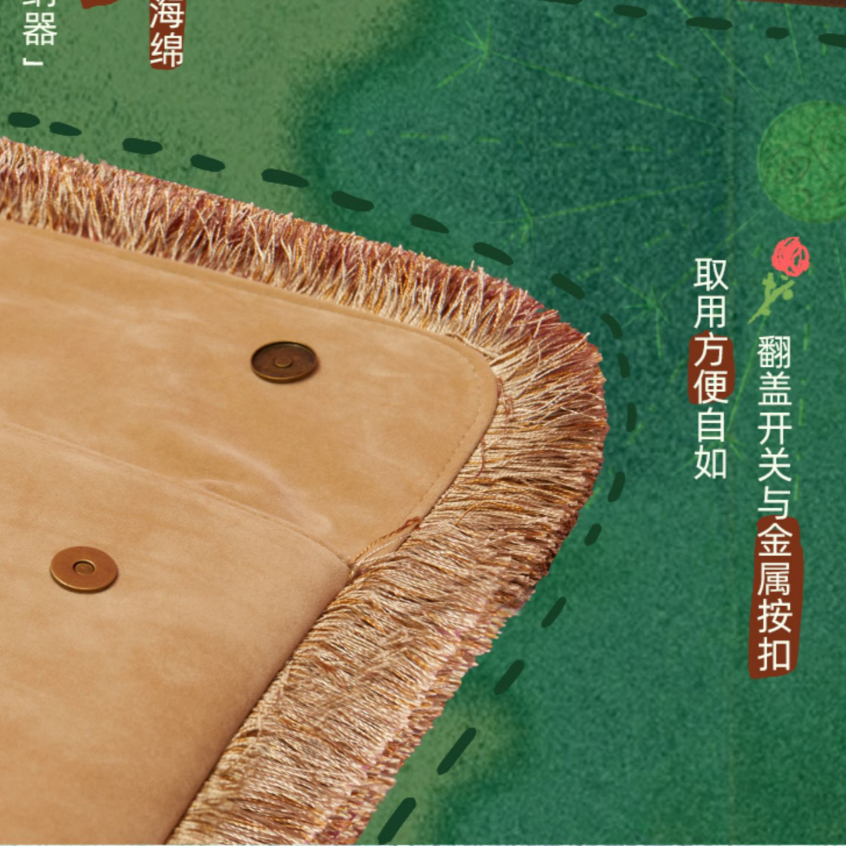 Girlcult Túi Da Lộn Đựng Máy Tính Trang Điểm Thêu Họa Tiết Phối Tua Rua Dễ Thương