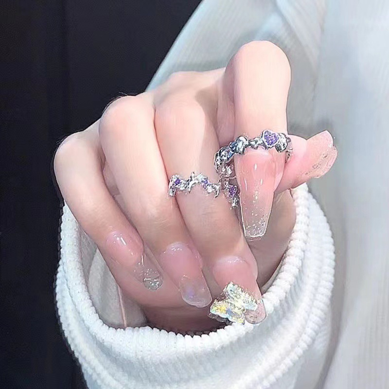 🌸🌸Nhẫn MặT HìNh Ngôi Sao TráI Tim ĐíNh Kim Cương Giả Thờ