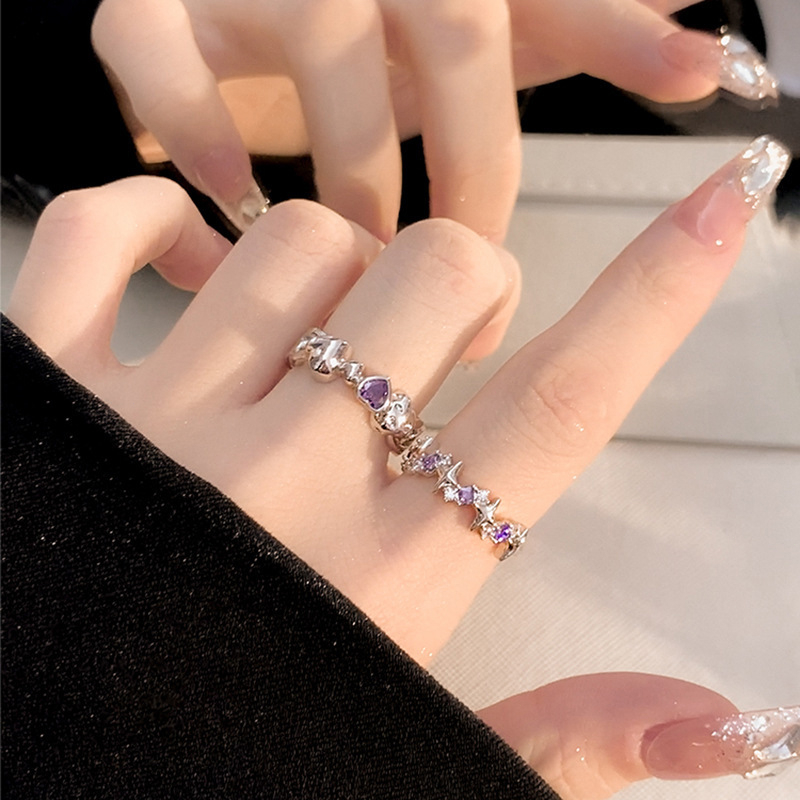 🌸🌸Nhẫn MặT HìNh Ngôi Sao TráI Tim ĐíNh Kim Cương Giả Thờ