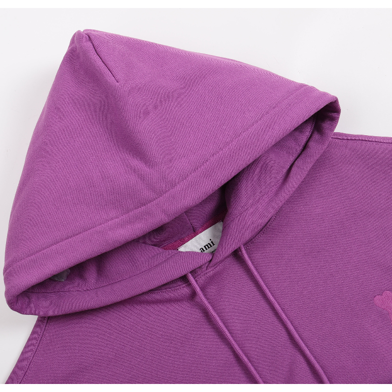 Áo Hoodie Tay Dài Dáng Rộng Thêu Họa Tiết Trái Tim Nhỏ Màu Trơn Thời Trang Cho Nam Và Nữ