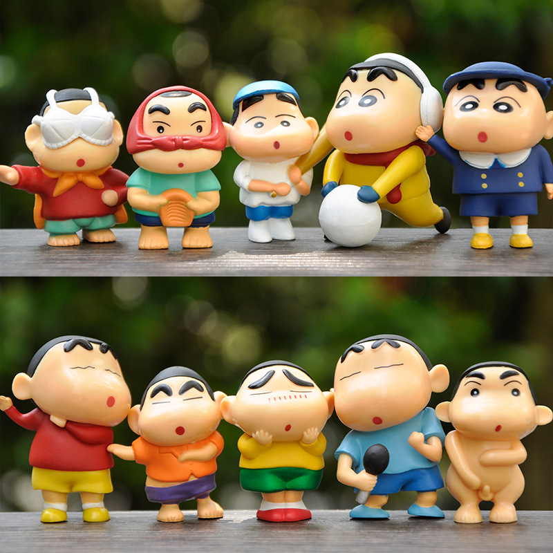 10 cái / bộ anime crayon shin-chan hình nohara shinnosuke phim hoạt hình q phiên bản kawaii pvc action figures mô hình búp bê đồ chơi trẻ em quà tặng