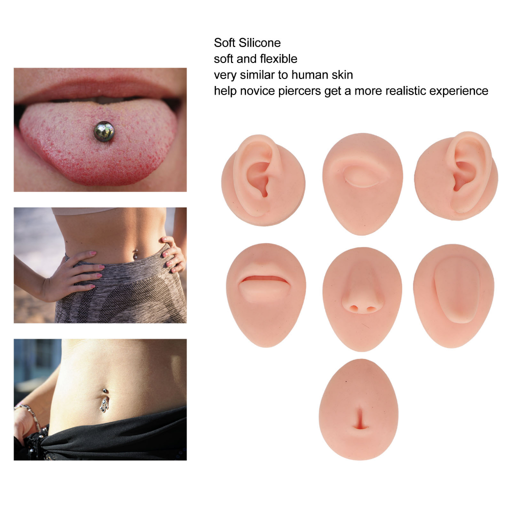 Maynee Phòng Thân Thực Hành Mô Hình Phỏng Silicone Tai Mắt Mũi Miệng Lưỡi Và Bụng Mẫu Cho Người Mới Khuyên snowa
