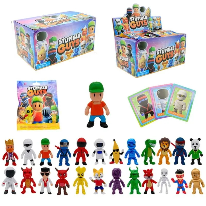 Ngẫu nhiên 1pack stumble guys figure game toy phiên bản q búp bê mô hình pvc có thẻ bức tượng hành động trẻ em xmas quà tặng sinh nhật