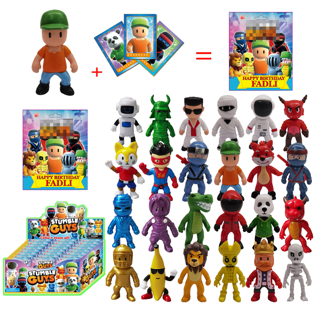 Ngẫu nhiên 1pack stumble guys figure game toy phiên bản q búp bê mô hình pvc có thẻ bức tượng hành động trẻ em xmas quà tặng sinh nhật