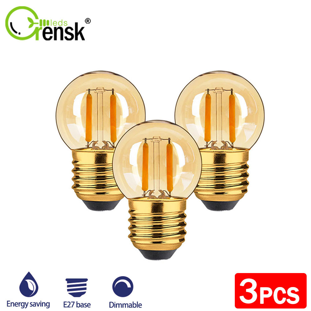 Set 3 Bóng Đèn Dây Tóc E27 1W 220V 2200K 1W 10W Tiết Kiệm Năng Lượng