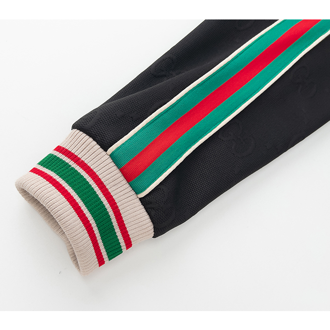 Gucc1 thời trang gg vải jacquard tối đôi jacquard lưới thể thao unisex áo khoác dây kéo