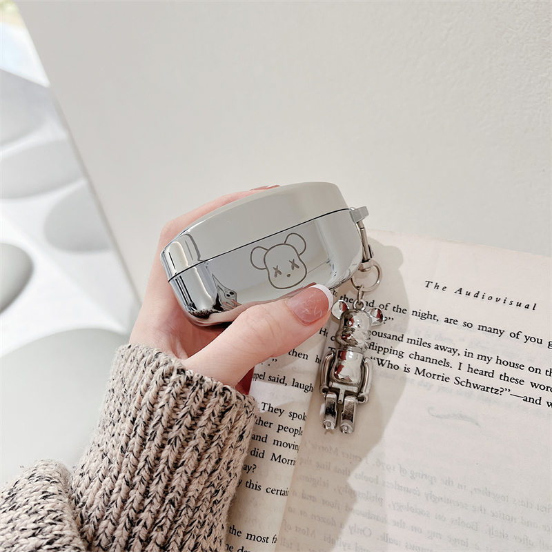 Vỏ Bảo Vệ Hộp Sạc Tai Nghe Sony WF-1000XM4 Hình Chú Gấu Cười Dễ Thương Kèm Móc Khóa Tiện Dụng