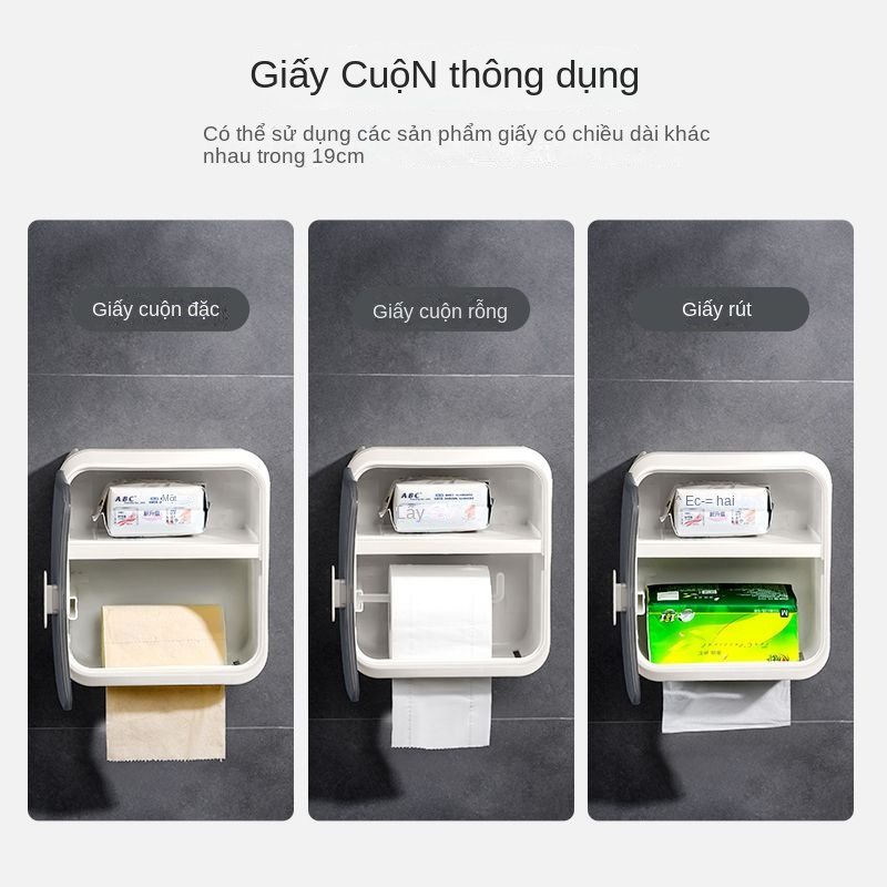 Hộp giấy vệ sinh treo tường-mounted đục lỗ giấy không thấm nước giấy vệ sinh cuộn giấy kệ nhà vệ sinh
